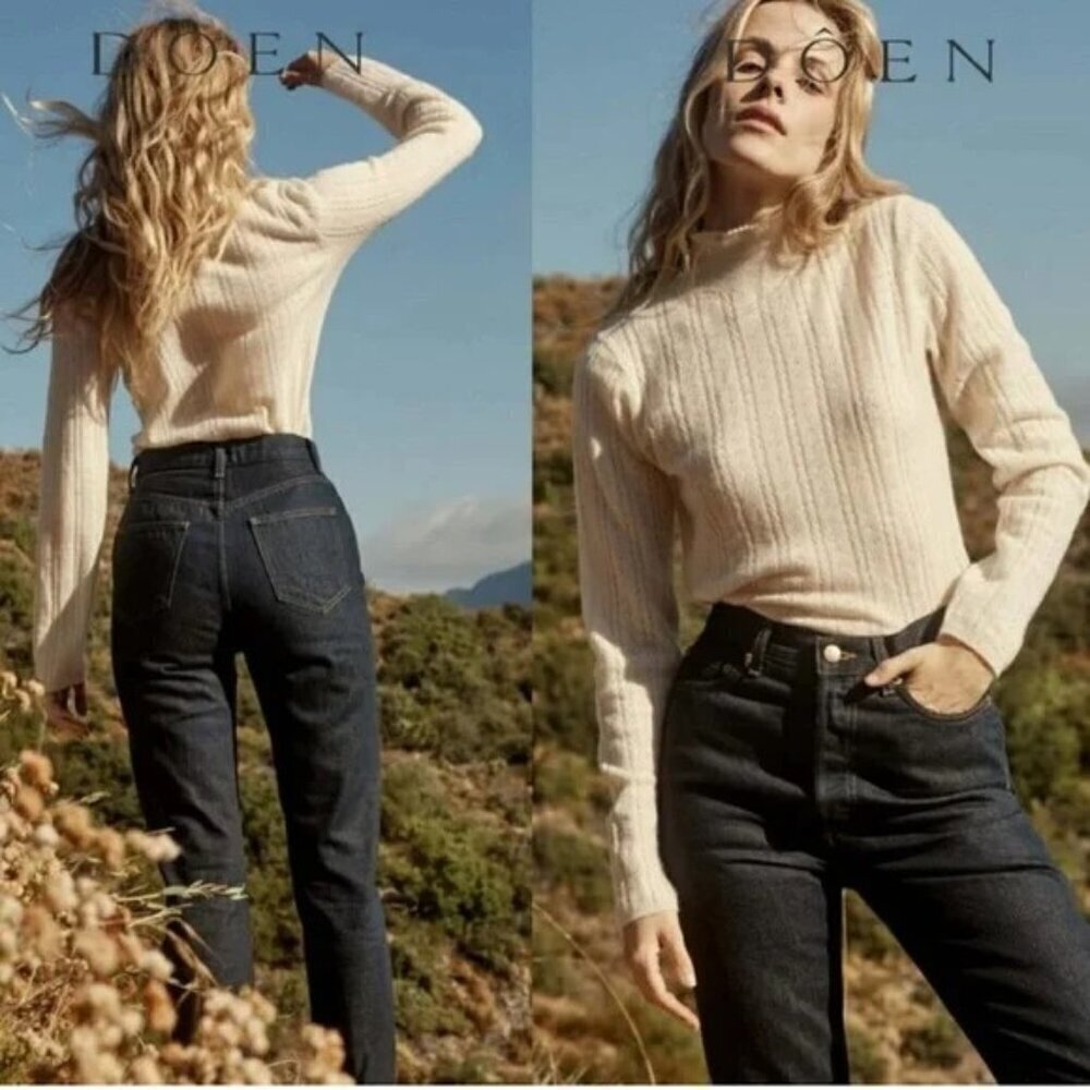 💕DOEN💕 Diana Jean ~ High Waisted Button Fly Jeans Rinse Wash Dark Blue 28 NWT